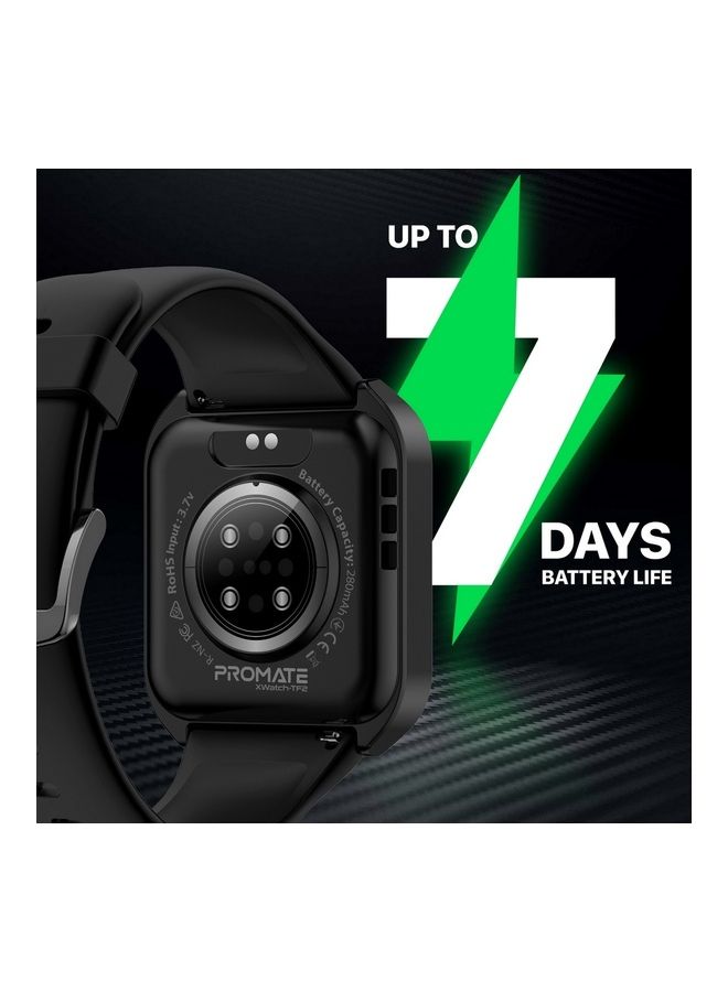 280 mAh Smart Watch, Premium Bluetooth 3.0 + Ble 5.2 Health Fitness Tracker With 2-Inch Tft Display, 7 Day Battery Life, 110+ Sports Modes And Ip68 Water Resistance For Iphone 14,15 Galaxy S23, Xwatch-Tf2 Black