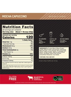 Optimum Nutrition On Gold Standard 100% Whey Mocha Cappuccino 2Lb-907 Grams, 28 Servings  - Image 3