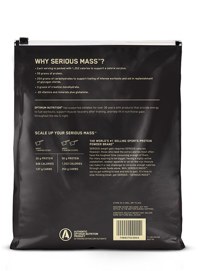 أوبتيموم نيوتريشن مسحوق بروتين زيادة الوزن سيريوس ماس مع فيتامين سي والزنك وفيتامين د لدعم المناعة - فانيلا 12 رطل - Image 2