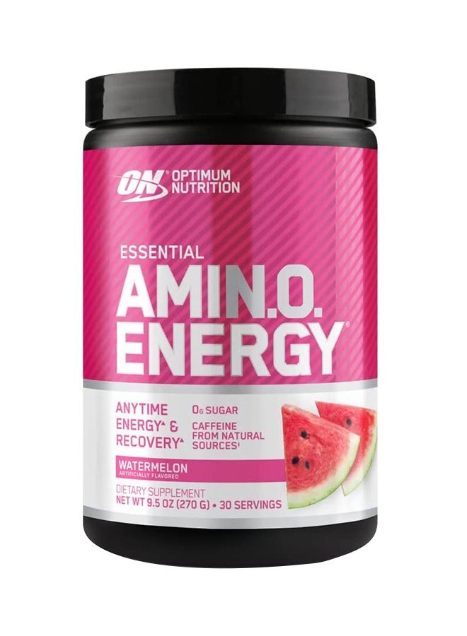 Optimum Nutrition - Amino Energy - Pre Workout With Green Tea, Bcaa, Amino Acids, Keto Friendly, Green Coffee Extract, 0 Grams of Sugar, Anytime Energy Powder - Watermelon, 270 G , 30 Servings - Image 1