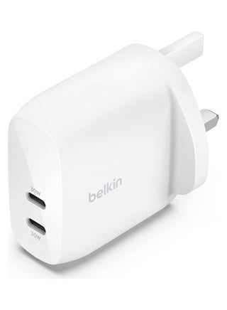 BoostCharge Dual USB-C Plug with PPS 60W for Apple iPhone, iPad, Samsung Galaxy, Google Pixel - Compatible w/USB-C to Lightning Cable & USB-C to USB-C - White White - v1689147388/N53419693A_1