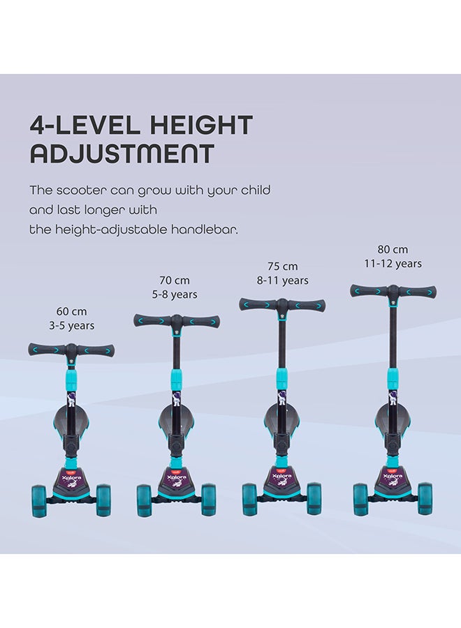 Moon Xplora Kids 3 Scooter Toy Seat Led Light Up Wheels With Height Adjustable Handle Blue 62 x 52 x 60cm - Image 4