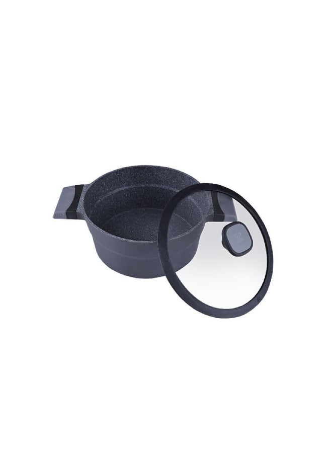 Royalford - Die-Cast Aluminium Casserole Durable Marble Coating Black 28cm - Image 1