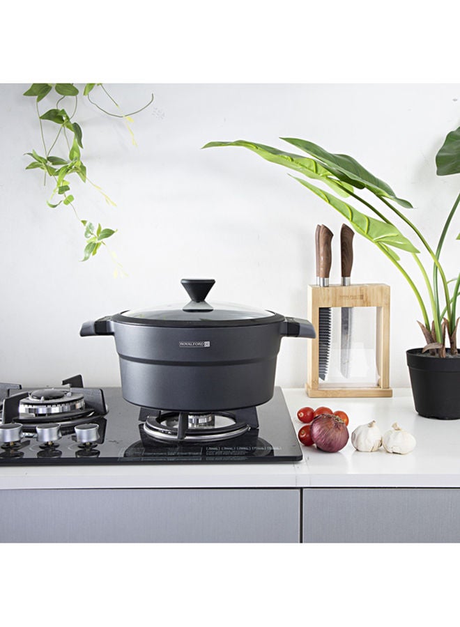 Royalford - Die-Cast Aluminium Casserole Durable Marble Coating Black 28cm - Image 1