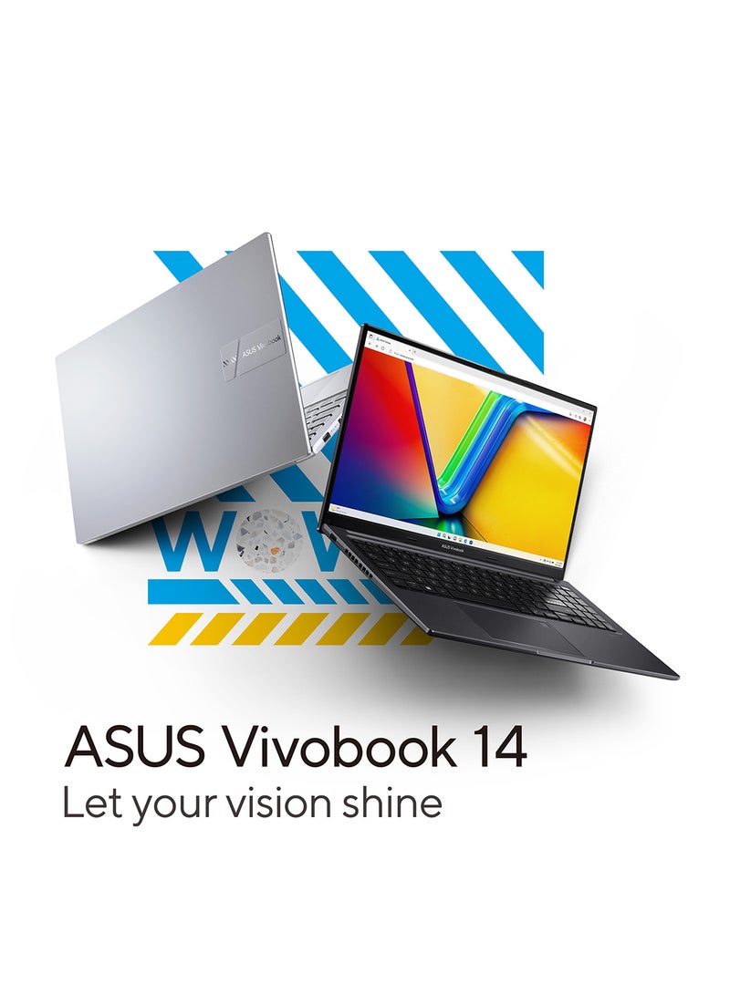 ASUS - Vivobook 14 X1404VA-EB214W Slim Laptop, i7-1355U 8GB 512GB PCIE G3 SSD, Intel UMA, WIN11 HOME, 14-inch, HD Webcam, Fingerprint, Backlit English/Arabic Quiet Blue - Image 1