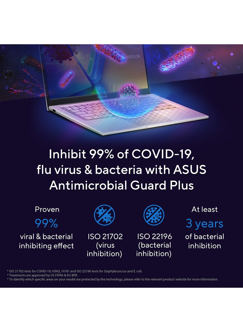 ASUS - Vivobook 14 X1404VA-EB214W Slim Laptop, i7-1355U 8GB 512GB PCIE G3 SSD, Intel UMA, WIN11 HOME, 14-inch, HD Webcam, Fingerprint, Backlit English/Arabic Quiet Blue - Image 1
