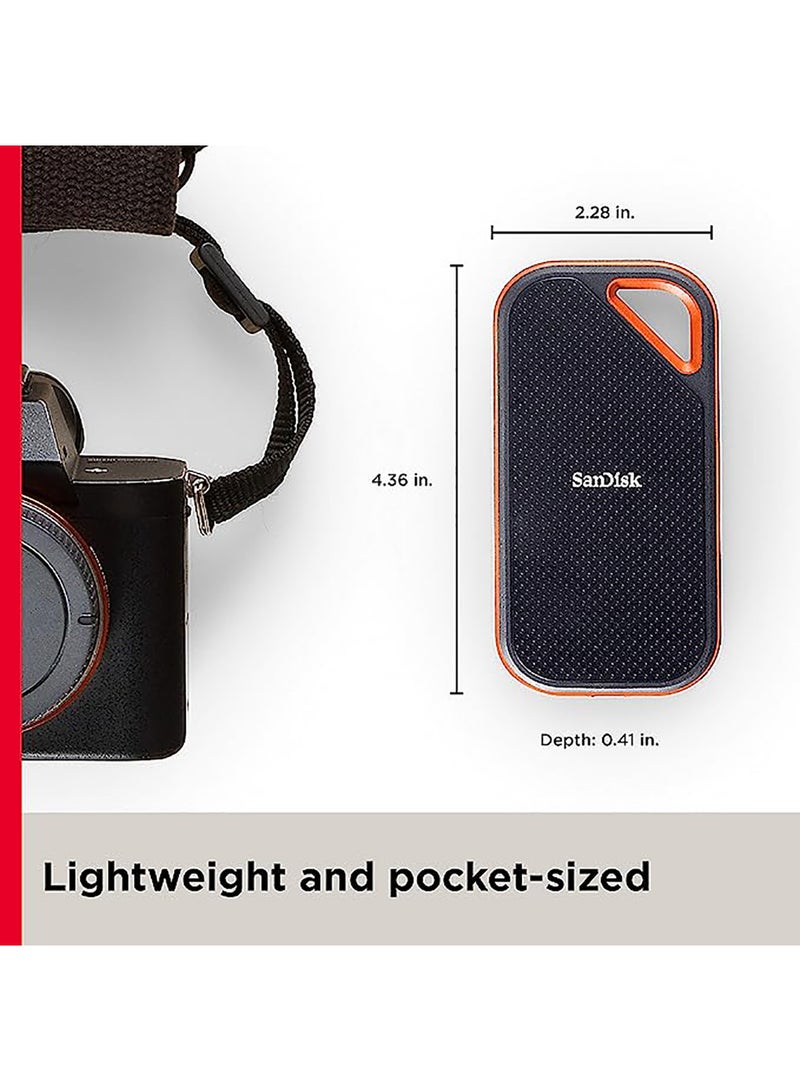 Sandisk - 1TB Extreme Pro Portable SSD 2000MB/s R/W, Upto 2 Meter Drop Protection With IP55 Water And Dust Resistance, Metal Enclosure, PC, MAC & TypeC Smartphone Compatible, External SSD 1 TB - Image 1