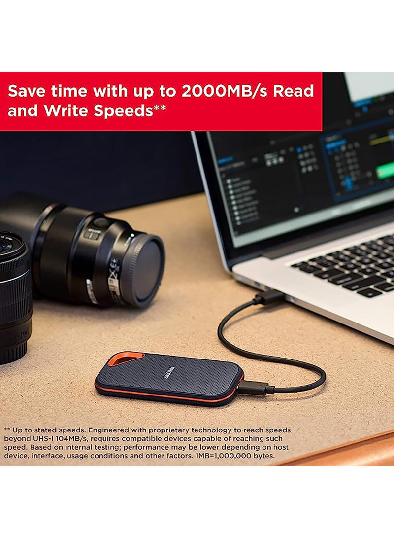 Sandisk - 1TB Extreme Pro Portable SSD 2000MB/s R/W, Upto 2 Meter Drop Protection With IP55 Water And Dust Resistance, Metal Enclosure, PC, MAC & TypeC Smartphone Compatible, External SSD 1 TB - Image 1