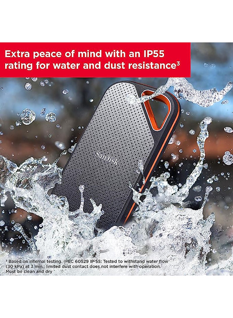 Sandisk - 1TB Extreme Pro Portable SSD 2000MB/s R/W, Upto 2 Meter Drop Protection With IP55 Water And Dust Resistance, Metal Enclosure, PC, MAC & TypeC Smartphone Compatible, External SSD 1 TB - Image 1