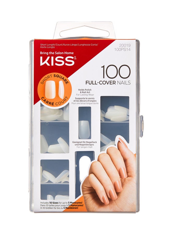KISS Full Cover Short Square Nails White  - Image 1