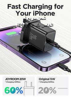 JOYROOM Flash Series PD 20W Single Port Fast Charger with QC 3.0 support. Wall charger plug travel adapter PD 20W fast charging power charger, compatible with Samsung AFC, Huawei SCP and other lower versions of iPhone - Etc Black  - Image 3