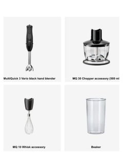 MultiQuick 3 Hand Blender MQ 3135 Sauce, With 11 Speeds, 500 ml Chopper, Whisk Accessory, BPA-free 600 ml Plastic Measuring Cup, MQ 3135 Black - v1689159752/N53419712A_8