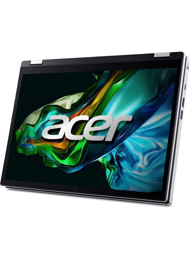 أيسر - كمبيوتر محمول Aspire 3 Spin 14 Touch 2in1 قابل للتحويل بشاشة مقاس 14 بوصة ومعالج Core i3-N305 وذاكرة وصول عشوائي LPDDR5 سعة 4 جيجابايت ومحرك أقراص SSD سعة 256 جيجابايت وبطاقة رسومات Intel UHD وWindows 11 - Image 1