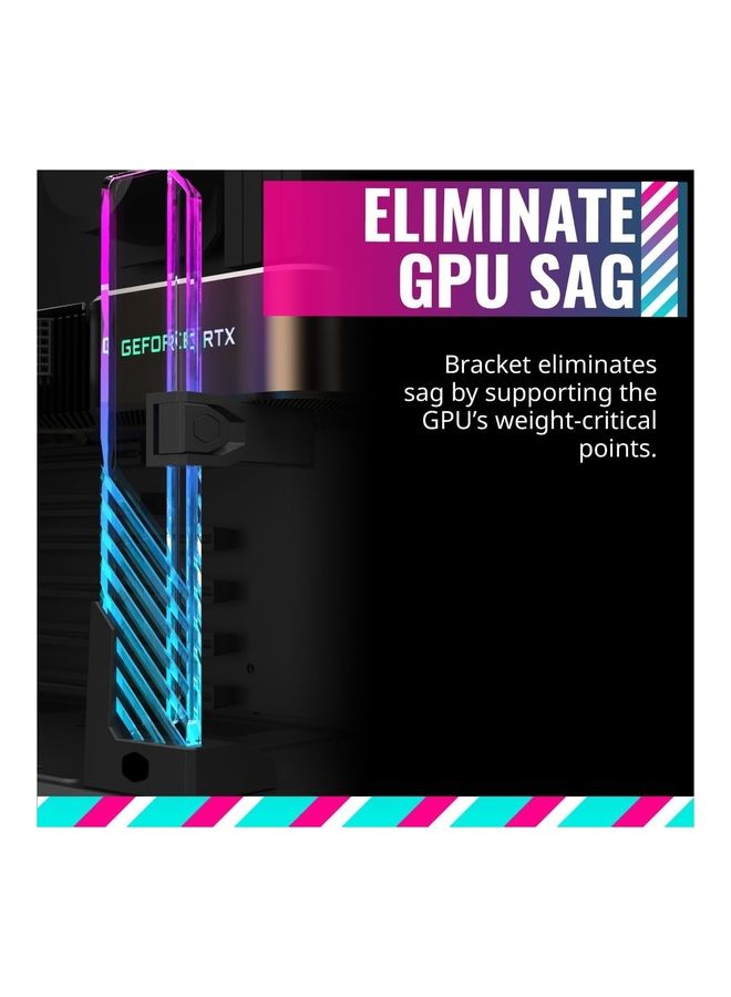 COOLER MASTER Master Accessory Edge Lit Argb Tempered Glass Universal Gpu Bracket Multiple Orientations Black - Image 2
