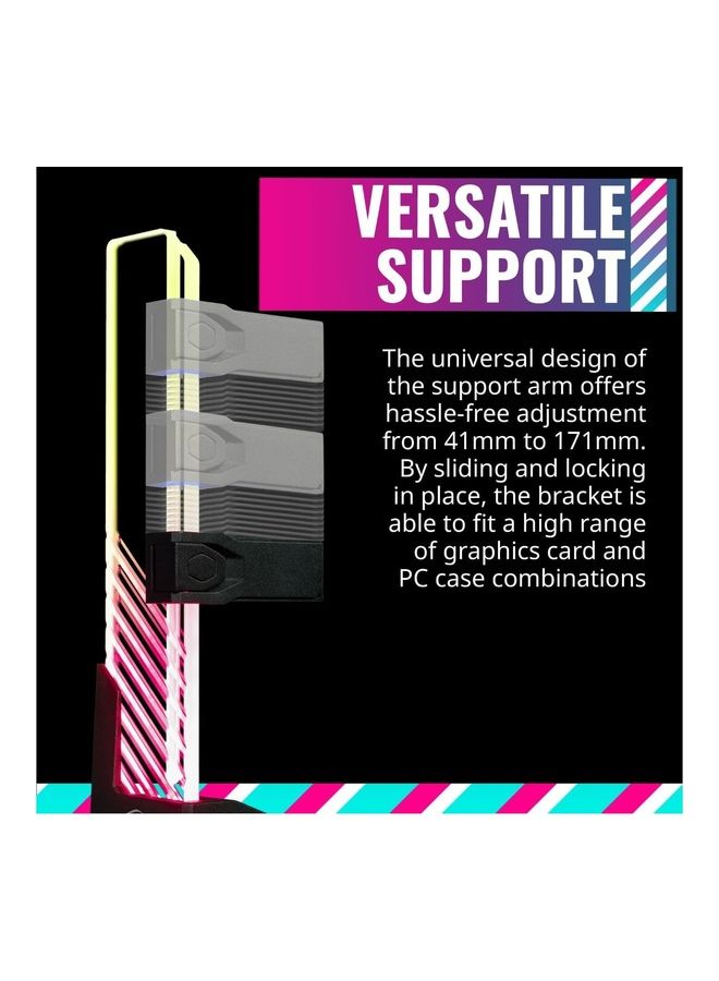 COOLER MASTER Master Accessory Edge Lit Argb Tempered Glass Universal Gpu Bracket Multiple Orientations Black - Image 4