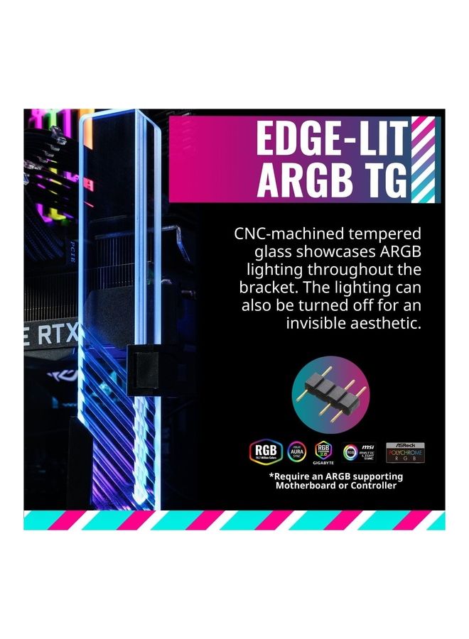 COOLER MASTER Master Accessory Edge Lit Argb Tempered Glass Universal Gpu Bracket Multiple Orientations Black - Image 3
