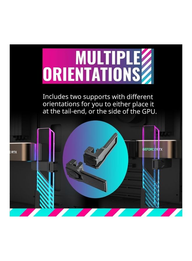 COOLER MASTER Master Accessory Edge Lit Argb Tempered Glass Universal Gpu Bracket Multiple Orientations Black - Image 5