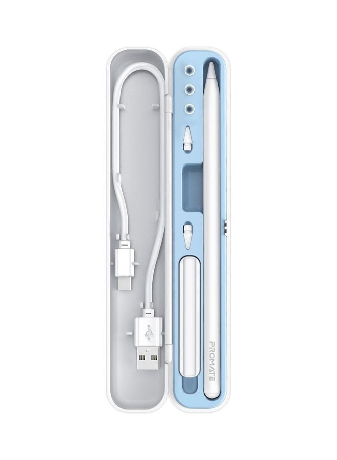 PROMATE Stylus Pen, Stylus Pencil for iPad with Palm Rejection, Tilt Recognition, Bluetooth v5.1, Power Display, 11-hour Battery, Magnetic Charging, Dual Charging Mode and Replaceable Nib for iPad Air, iPad P White  - Image 1