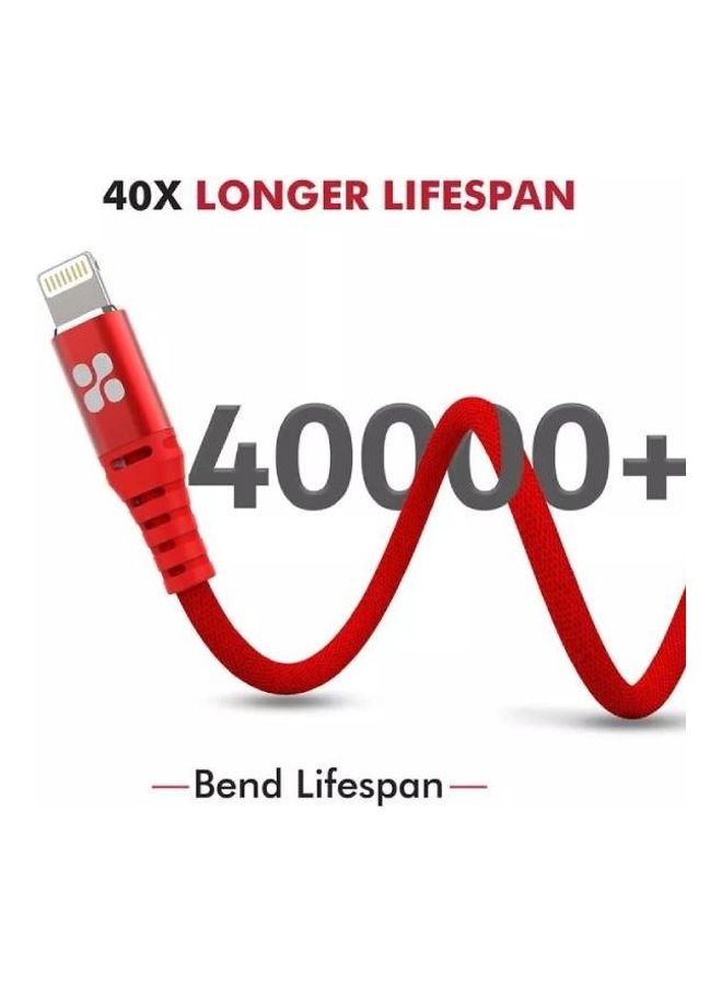 PROMATE - USB-C To Apple Lightning Data And Charge Cable Red - Image 1
