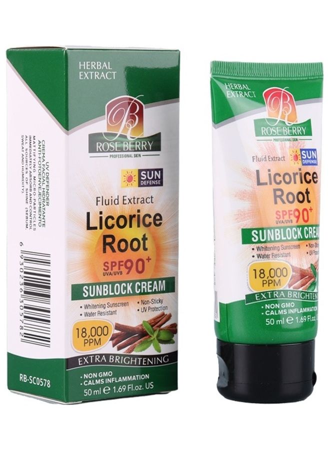 ROSE BERRY Licorice Root Fluid Extract SPF 90 + Sunblock Cream Extra Brightening Clear 50ml  - Image 1