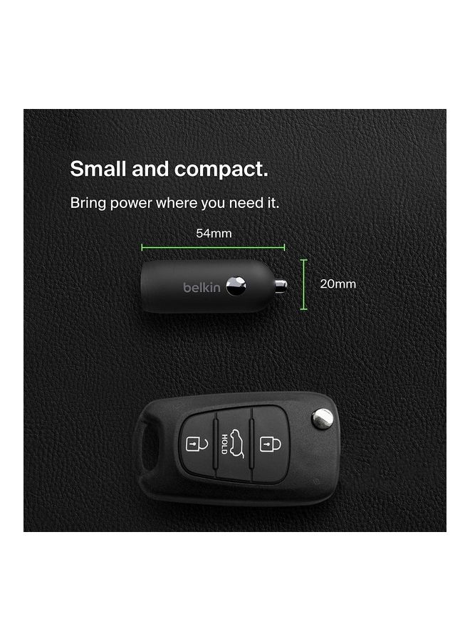 بيلكين - شاحن سيارة سريع BOOST↑CHARGE بقدرة 30 وات، وتصميم مضغوط مع منفذ توصيل طاقة USB-C، وتوافق عالمي لأجهزة iPhone 14 وGalaxy S23 وسلسلة Note والمزيد - أسود - Image 1