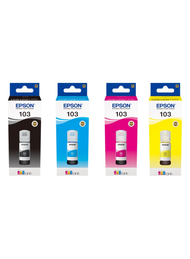 EPSON - Pack of 4 Epson 103 Ink Bottle Set Black, Cyan, Yellow & Magenta - Image 1