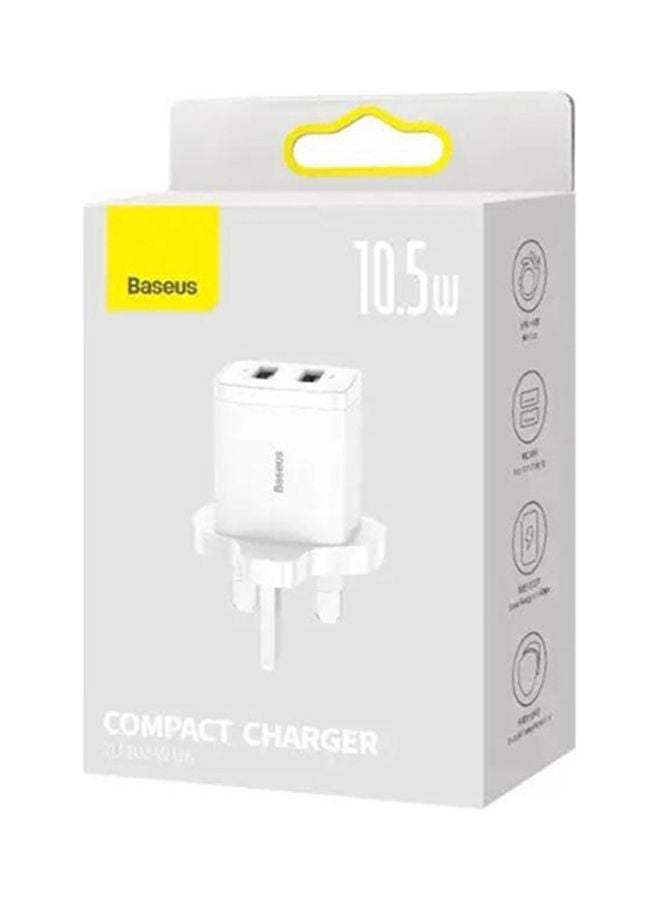 Baseus Compact Wall Charger 2U 105W White  - Image 3