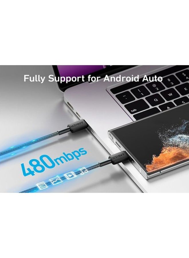Anker - 322 Type-C To Type-C Cable Braided 0.9M Black - Image 1