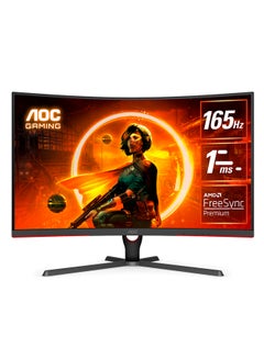 شاشة C27G3 مقاس 27 بوصة منحنية للألعاب VA G3، FHD 1080P، وقت استجابة 1 مللي ثانية، 165 هرتز، مزامنة متكيفة، وضع HDR، 2xHDMI + DisplayPort، ارتفاع قابل للتعديل أسود/أحمر