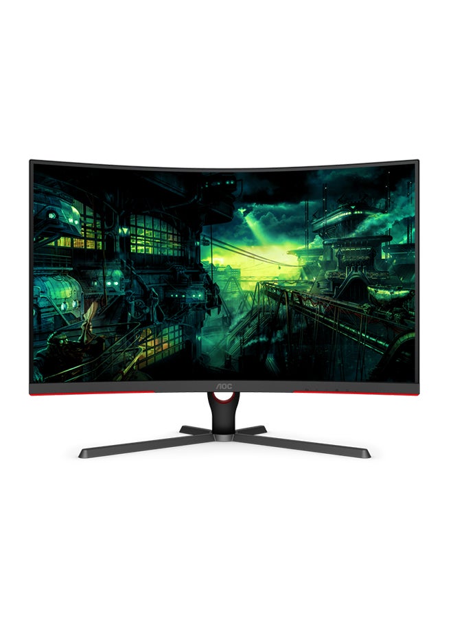 اي او سي - شاشة C27G3 مقاس 27 بوصة منحنية للألعاب VA G3، FHD 1080P، وقت استجابة 1 مللي ثانية، 165 هرتز، مزامنة متكيفة، وضع HDR، 2xHDMI + DisplayPort، ارتفاع قابل للتعديل أسود/أحمر - Image 1
