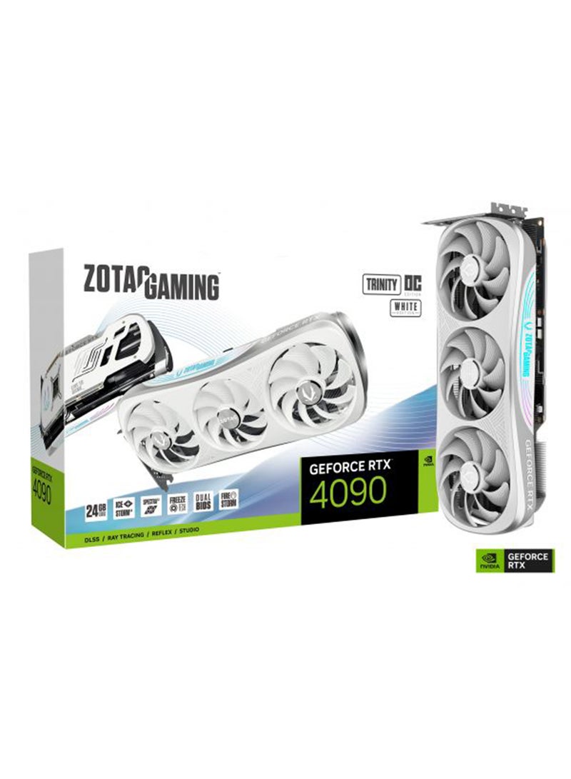 ZOTAC - ZOTAC Gaming GeForce RTX 4090 Trinity OC Graphic Card, 24GB GDDR6X 384-bit Memory, 2535 MHz Boost Clock, 16384 CUDA Cores, 21 Gbps Memory Speed, PCI 4.0x16, Open GL 4.6, 3xDP/1xHDMI White - Image 1