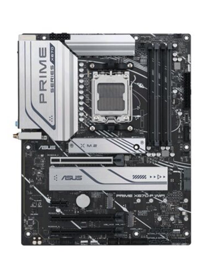 ASUS - Prime X670-P Wi-Fi ATX DDR5 Motherboard, AMD Socket AM5, X670 Chipset, 4x DIMM Max 128GB Memory, Realtek 2.5Gb Ethernet, Wi-Fi 6, Bluetooth v5.2, PCIe 4.0 x16 Slot, M.2 | 90MB1BV0-M0EAY0 Black - Image 1