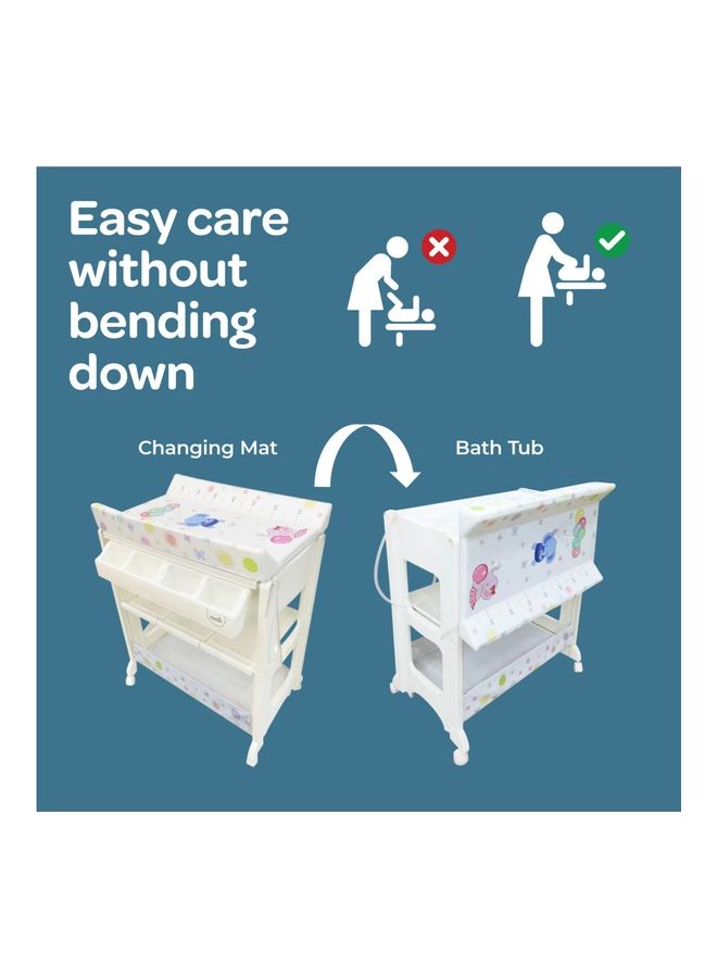 Moon Portable Diaper Changing Mat-Table Dresser Wheels Multi-Function Nursery Organizer For Newborn - Elephants With Balloons  - Image 3