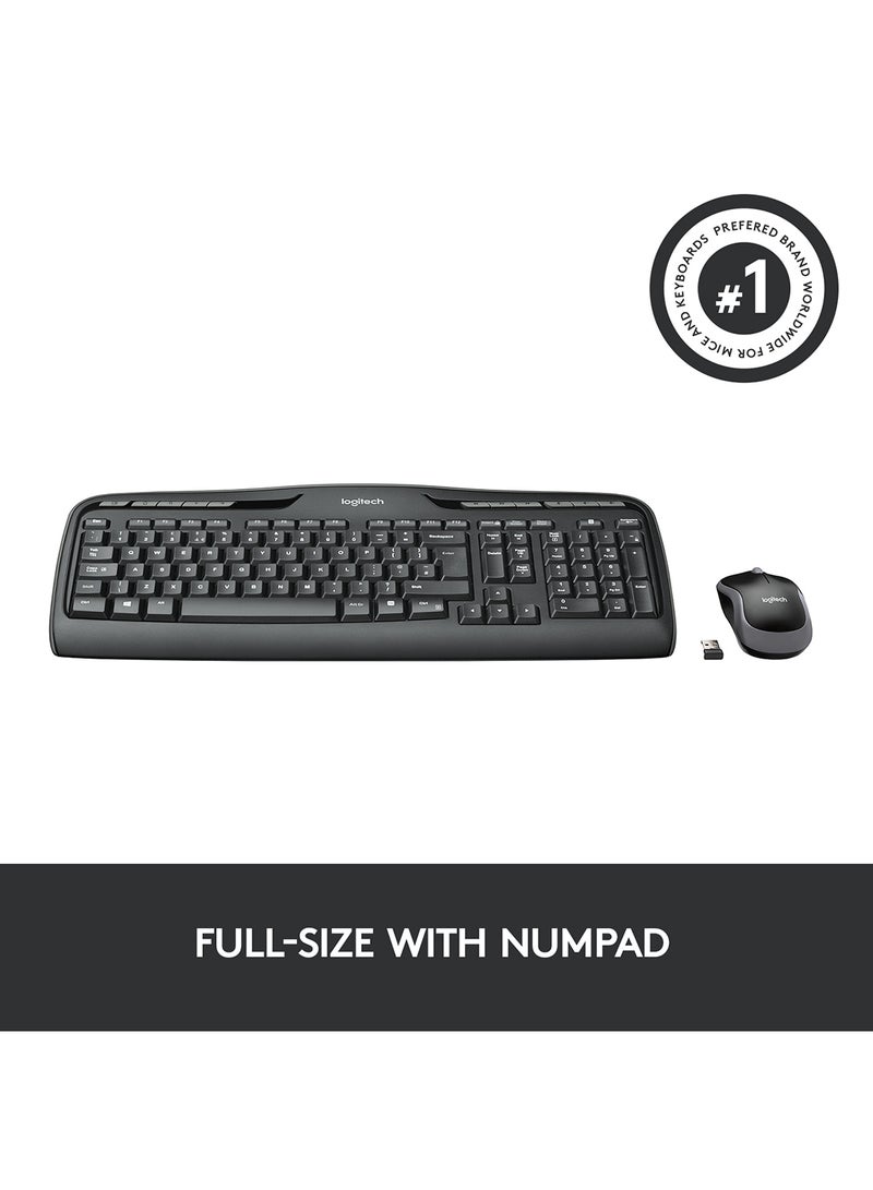 Logitech - MK330 Wireless Keyboard & Mouse Combo, Comfortable Typing with Low-profile Keys, Advanced 2.4 Ghz Wireless, Extended Battery Life, Arabic English Layout Black - Image 1
