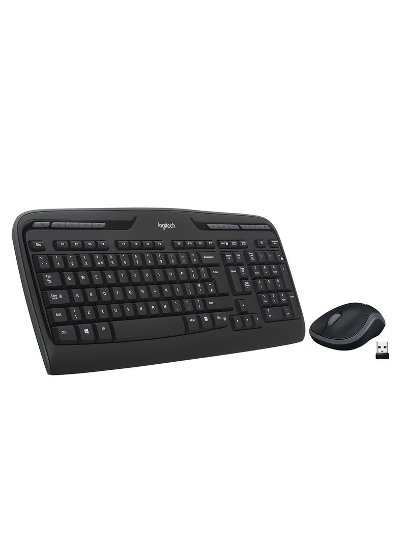 Logitech - MK330 Wireless Keyboard & Mouse Combo, Comfortable Typing with Low-profile Keys, Advanced 2.4 Ghz Wireless, Extended Battery Life, Arabic English Layout Black - Image 1