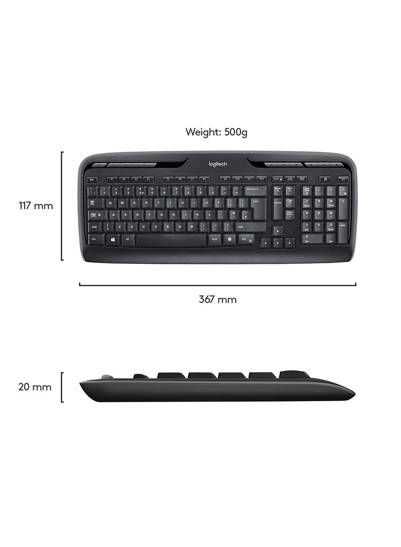 Logitech - MK330 Wireless Keyboard & Mouse Combo, Comfortable Typing with Low-profile Keys, Advanced 2.4 Ghz Wireless, Extended Battery Life, Arabic English Layout Black - Image 1