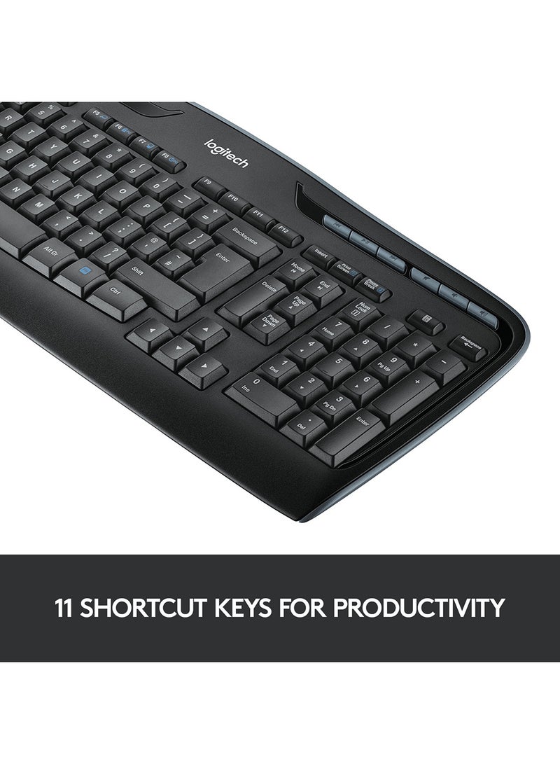Logitech - MK330 Wireless Keyboard & Mouse Combo, Comfortable Typing with Low-profile Keys, Advanced 2.4 Ghz Wireless, Extended Battery Life, Arabic English Layout Black - Image 1
