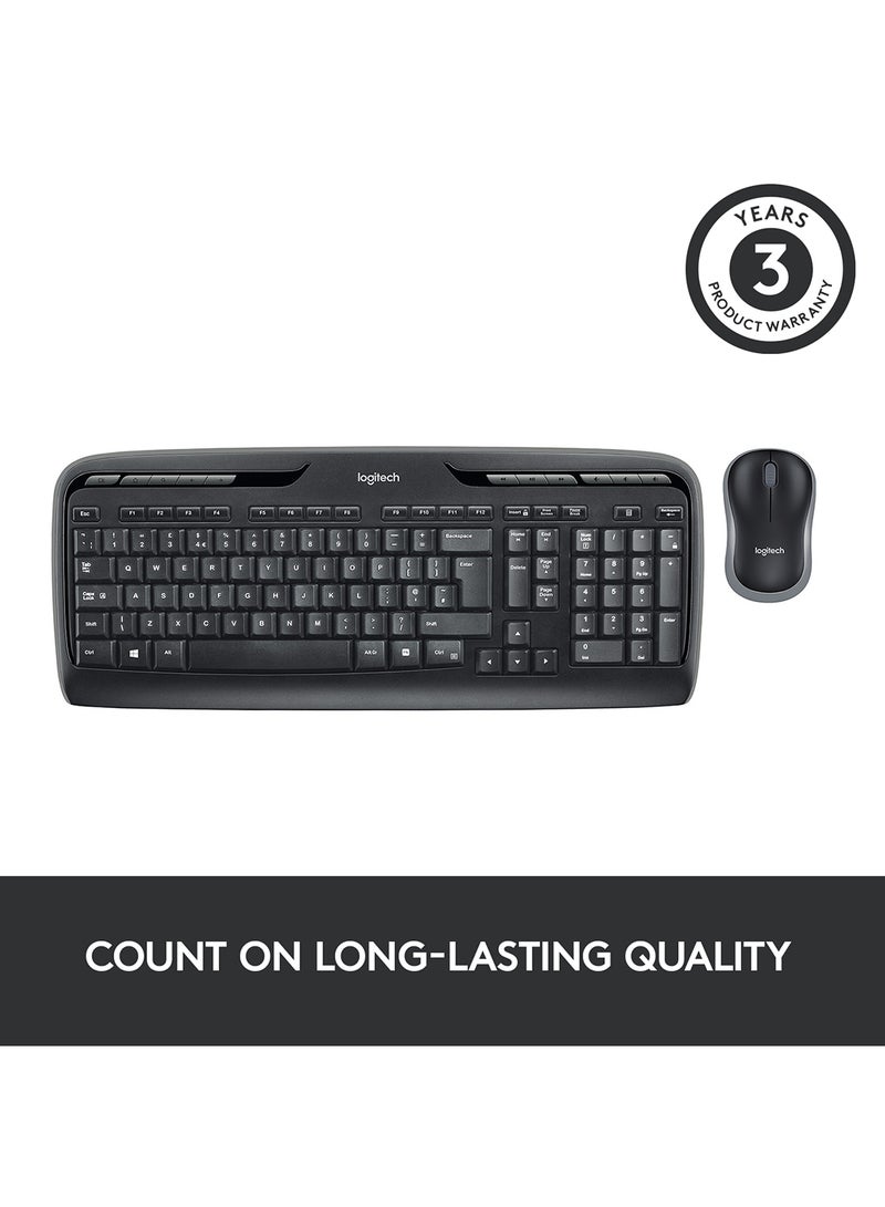 Logitech - MK330 Wireless Keyboard & Mouse Combo, Comfortable Typing with Low-profile Keys, Advanced 2.4 Ghz Wireless, Extended Battery Life, Arabic English Layout Black - Image 1