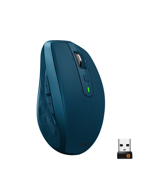 MX Anywhere 2S Wireless Mouse, Multi-Device, Bluetooth and 2.4 GHz With USB Unifying Receiver, 200 to 4000 DPI Any Surface Laser Tracking, 7-Buttons, laptop/ PC/ Mac/ iPad OS Blue
