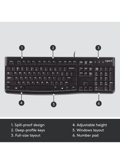 K120 Wired Business Keyboard For Windows Or Linux, Usb Plug And Play, Full Size, Spill Resistant, Curved Space Bar, Pc / Laptop, Us International Layout Black, 920-002508 Black - v1689394125/N21962146A_6