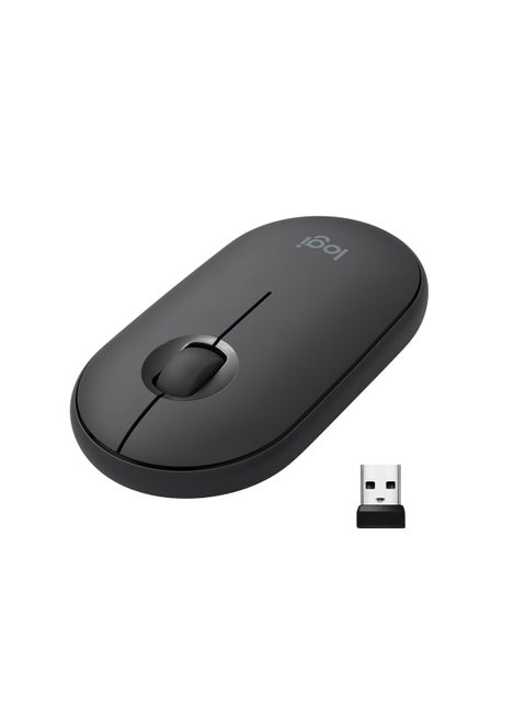 M350 Pebble Wireless Mouse, Bluetooth Or 2.4 GHz With USB Mini-Receiver, Silent, Slim Computer Mouse With Quiet Click For Laptop/Notebook/PC/Mac Black