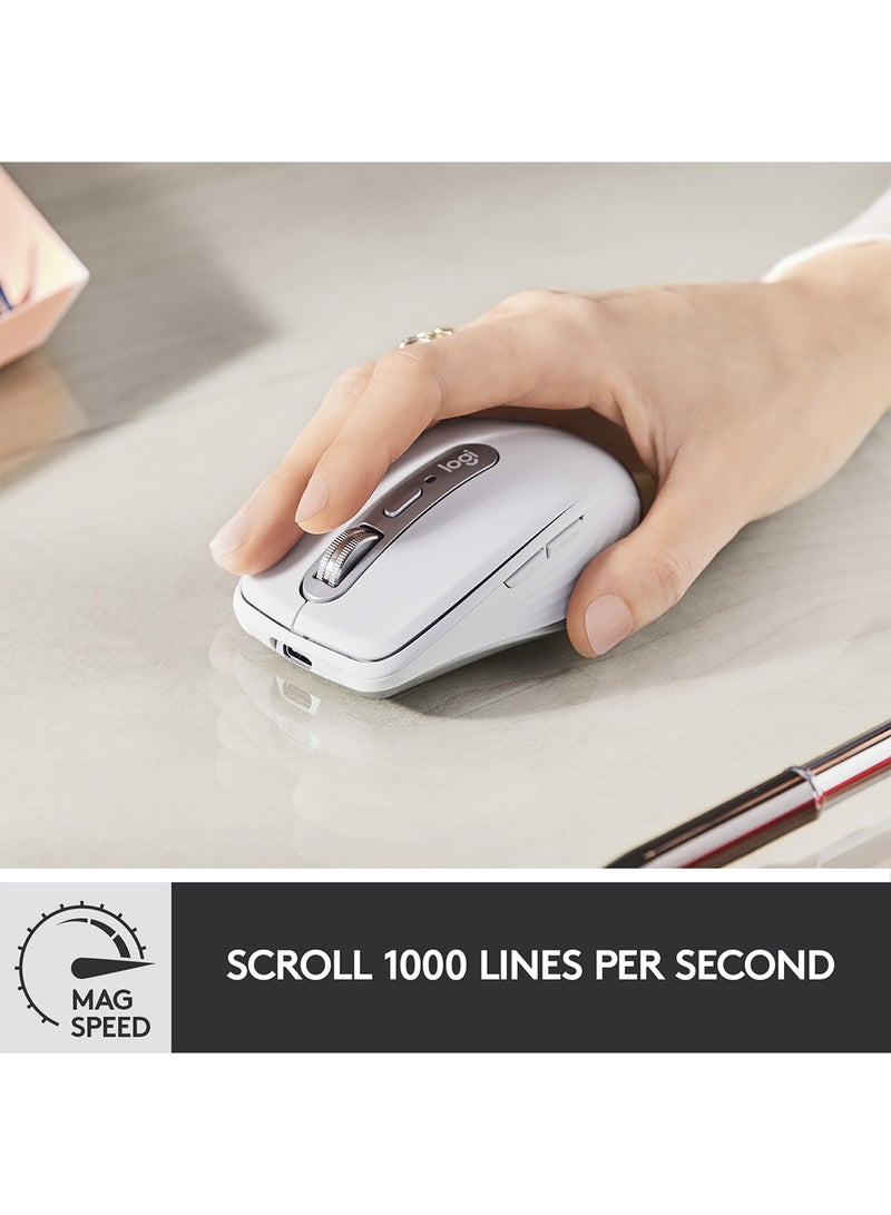 Logitech - MX Anywhere 3 Wireless Mouse, Magnetic Scrolling, Ergonomic, 4000DPI Sensor, Custom Buttons, USB-C, Bluetooth White - Image 1