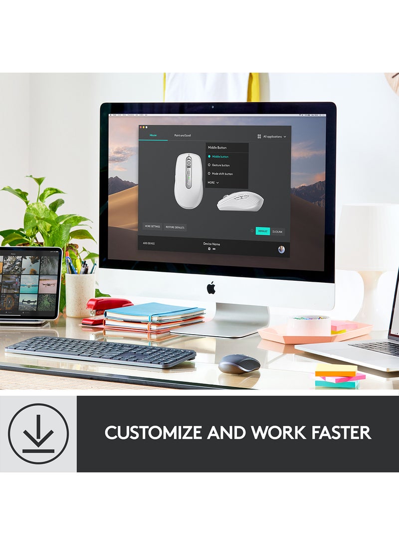 Logitech - MX Anywhere 3 Wireless Mouse, Magnetic Scrolling, Ergonomic, 4000DPI Sensor, Custom Buttons, USB-C, Bluetooth White - Image 1