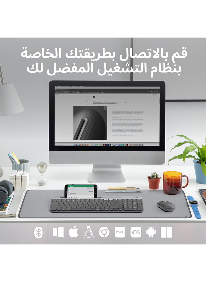 لوجيتيك - لوحة مفاتيح لاسلكية K580 رفيعة متعددة الأجهزة - بلوتوث/جهاز استقبال، مدمج، سهل التبديل، بطارية 24 شهرًا، Windows/Mac، سطح المكتب، الكمبيوتر اللوحي، الهاتف الذكي، متوافق مع الكمبيوتر المحمول، لوحة مفاتيح باللغة العربية - Image 1