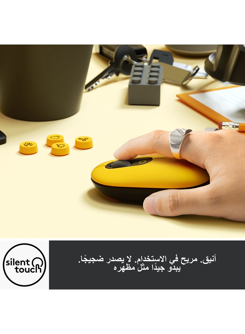 Logitech - POP Mouse, Wireless Mouse With Customisable Emojis, SilentTouch Technology, Precision/Speed Scroll, Compact Design, Bluetooth, USB, Multi-Device, OS Compatible Yellow - Image 1