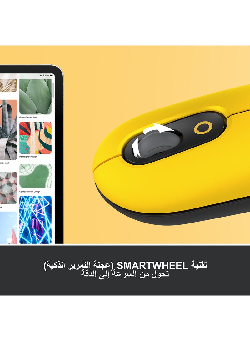 Logitech - POP Mouse, Wireless Mouse With Customisable Emojis, SilentTouch Technology, Precision/Speed Scroll, Compact Design, Bluetooth, USB, Multi-Device, OS Compatible Yellow - Image 1
