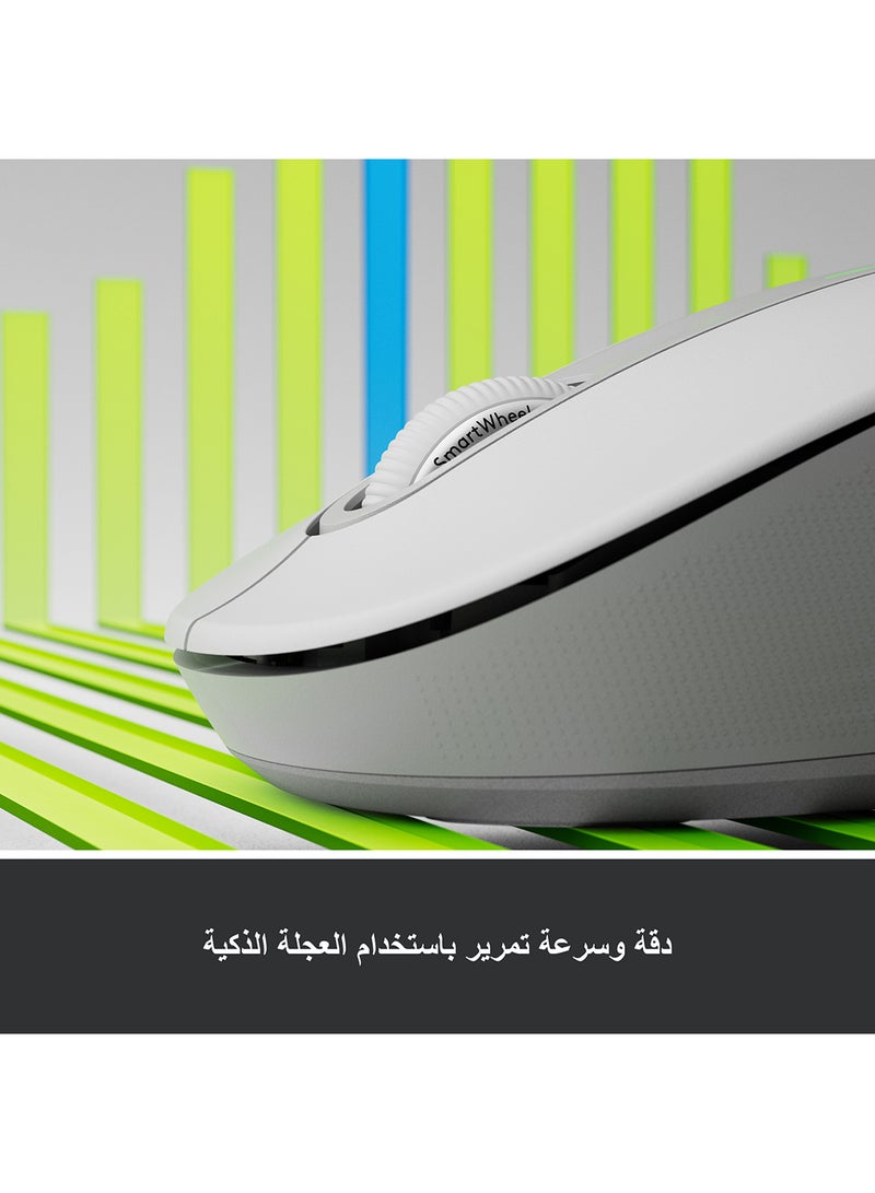 لوجيتيك - ماوس لاسلكي سيجنتشر M650 مناسب للأيدي الصغيرة ومتوسطة الحجم بنقرات صامتة و5 أزرار ويدعم خاصية البلوتوث ومتوافق مع العديد من الأجهزة بقيمة اسمية بدقة ‎400 DPI ونطاق يبلغ 10 أمتار أبيض - Image 1
