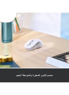 لوجيتيك ماوس لاسلكي سيجنتشر M650 مناسب للأيدي الصغيرة ومتوسطة الحجم بنقرات صامتة و5 أزرار ويدعم خاصية البلوتوث ومتوافق مع العديد من الأجهزة بقيمة اسمية بدقة ‎400 DPI ونطاق يبلغ 10 أمتار أبيض  - Image 3