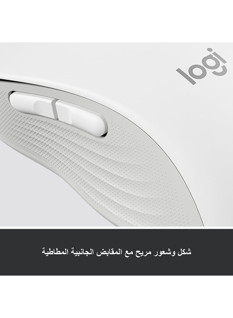 لوجيتيك - ماوس لاسلكي سيجنتشر M650 مناسب للأيدي الصغيرة ومتوسطة الحجم بنقرات صامتة و5 أزرار ويدعم خاصية البلوتوث ومتوافق مع العديد من الأجهزة بقيمة اسمية بدقة ‎400 DPI ونطاق يبلغ 10 أمتار أبيض - Image 1
