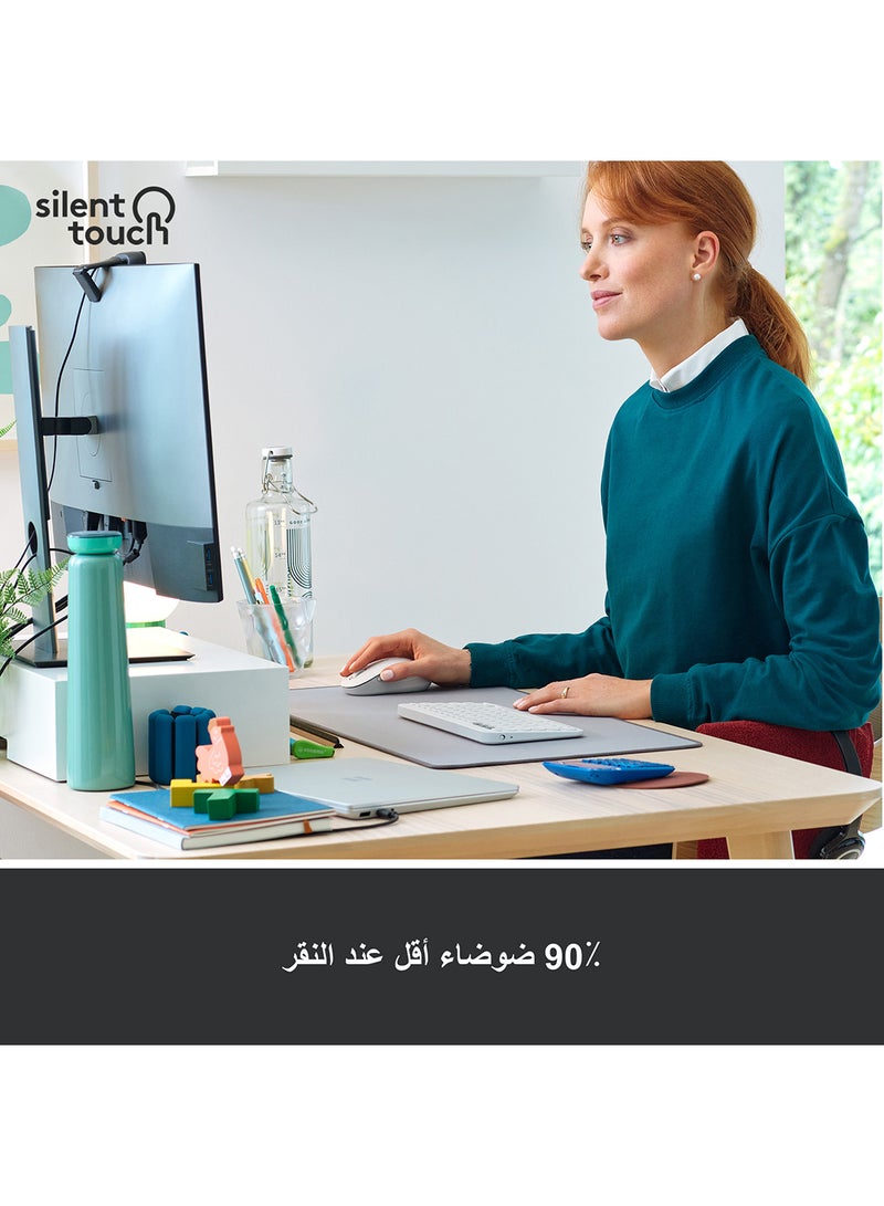 لوجيتيك - ماوس لاسلكي سيجنتشر M650 مناسب للأيدي الصغيرة ومتوسطة الحجم بنقرات صامتة و5 أزرار ويدعم خاصية البلوتوث ومتوافق مع العديد من الأجهزة بقيمة اسمية بدقة ‎400 DPI ونطاق يبلغ 10 أمتار أبيض - Image 1